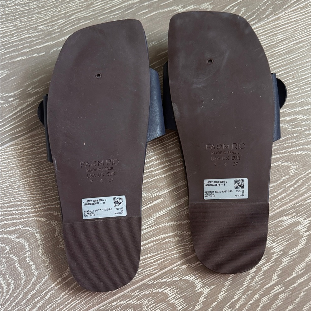 FARM Rio Navy Slide Sandals with Gold Buckle - Picture 9 of 10